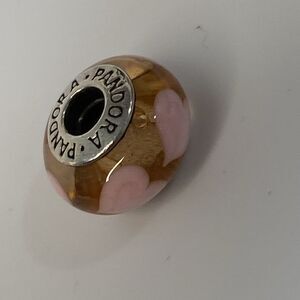 Pandora Rose with Pink Hearts Charm Retired 925 Silver